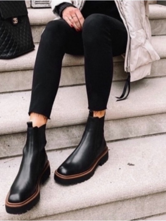 Sam Edelman Shoes - SAM EDELMAN Laguna Waterproof Lug Sole Chelsea Boot Black Leather Size 8